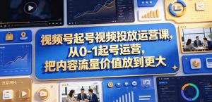 视频号起号视频投放运营课，从0-1起号运营，把内容流量价值放到更大-沐风资源库