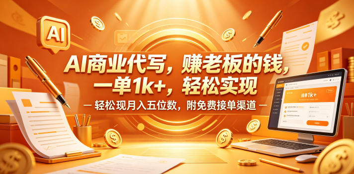 AI商业代写，賺老板的钱，一单1k+，轻松实现月入五位数，附免费接单渠道【揭秘】-沐风资源库