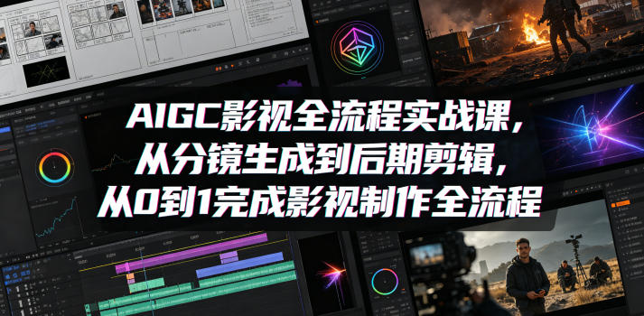 AIGC影视全流程实战课，从分镜生成到后期剪辑，从0到1完成影视制作全流程-沐风资源库