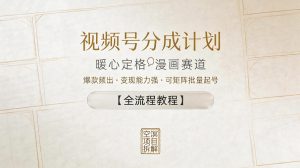 视频号分成计划，暖心定格漫画赛道，爆款频出，变现能力强，可矩阵批量起号【全流程教程】-沐风资源库
