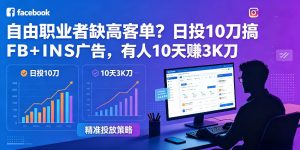 自由职业者缺高客单？日投10刀搞FB+INS广告，有人10天赚3K刀！【原创双语字幕】-沐风资源库