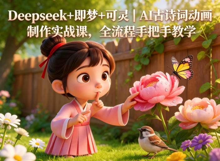 Deepseek+即梦+可灵｜AI古诗词动画制作实战课，全流程手把手教学-沐风资源库
