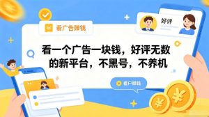 看一个广告一块钱，好评无数的新平台，不黑号，不养机，一部手机一天撸几十，可矩阵【揭秘】-沐风资源库
