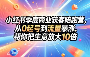 小红书季度商业获客陪跑营，从0起号到流量暴涨，帮你把生意放大10倍-沐风资源库