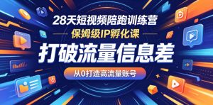 28天短视频陪跑训练营，保姆级IP孵化课，打破流量信息差，从0打造高流量账号-沐风资源库