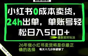 小红书0成本AI卖货，24小时出单，全流程托管，保底日入500+，每天十几分钟就够了【揭秘】-沐风资源库