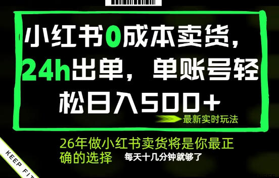小红书0成本AI卖货，24小时出单，全流程托管，保底日入500+，每天十几分钟就够了【揭秘】-沐风资源库