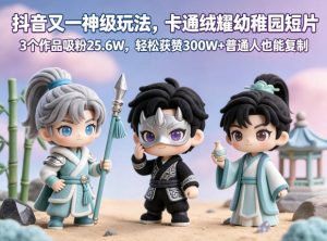 抖音又一神级玩法,卡通绒耀幼稚园短片,3个作品吸粉25.6W,轻松获赞300W+普通人也能复制-沐风资源库