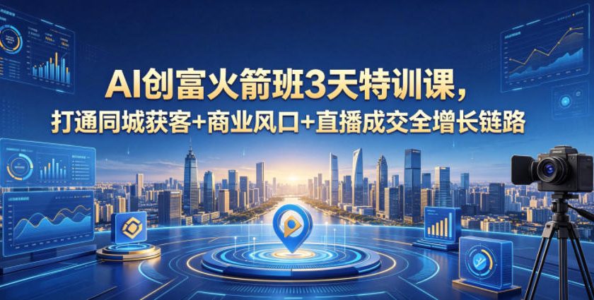 AI创富火箭班3天特训课，打通同城获客+商业风口+直播成交全增长链路，2026年4月新课-沐风资源库
