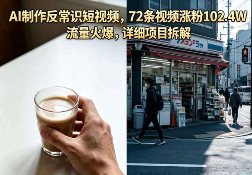 AI制作反常识短视频，72条视频涨粉102.4W，流量火爆，详细项目拆解-沐风资源库