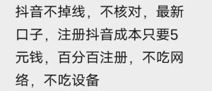 苹果手机抖音无限注册技术，不掉线不核对丨效果自测-沐风资源库