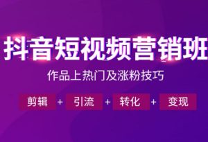 抖音短视频运营班,一门课学会作品上热门及涨粉技巧,引流转化剪辑变现(2026年5月)-沐风资源库