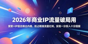 2026年商业IP流量破局用,搜索+IP组合跳出内卷,抢占精准流量红利,实现一分投入十分回报-沐风资源库