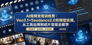 AI视频变现训练营|Veo3.1+Seedance2.0双模型实操,从工具运用到成片变现全教学-沐风资源库