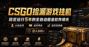 CSGO捡漏游戏挂G,稳定运行5年的全自动掘金软件曝光,小白也可当天学会,当天见收益,日入500+【揭秘】-沐风资源库