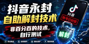 抖音永封自助解封技术，非百分百的技术，自行测试-沐风资源库