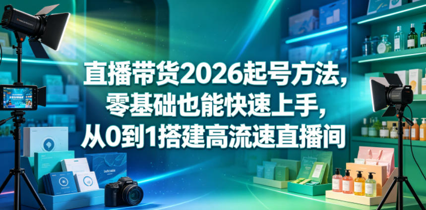 直播带货2026起号方法，零基础也能快速上手，从0到1搭建高流速直播间-沐风资源库