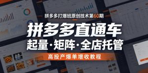 拼多多打爆班原创技术第60期，拼多多直通车，起量・矩阵・全店托管，高投产爆单增收教程-沐风资源库