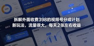 拆解外面收费398的视频号分成计划新玩法,流量很大,每天2张左右收益-沐风资源库
