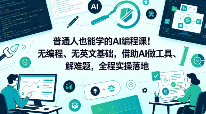 普通人也能学的AI编程课！无编程、无英文基础，借助AI做工具、解难题，全程实操落地（更新6月）-沐风资源库
