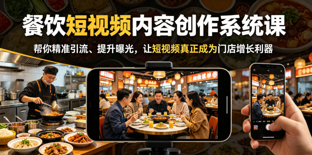餐饮短视频内容创作系统课，帮你精准引流、提升曝光，让短视频真正成为门店增长利器-沐风资源库
