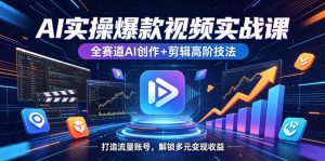 AI实操爆款视频实战课，全赛道AI创作+剪辑高阶技法，打造流量账号，解锁多元变现收益-沐风资源库