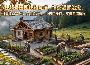 视频号田园视频玩法，情感温馨治愈，4天收益3294，变现能力强，小白可操作，实操全流程拆解-沐风资源库