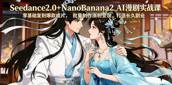 Seedance2.0+NanoBanana2 AI漫剧实战课，零基础复刻爆款成片涨粉变现，打造长久副业收益-沐风资源库