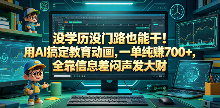 没学历没门路也能干！用AI搞定教育动画，一单纯賺700+，全靠信息差闷声发大财【揭秘】-沐风资源库