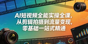 AI短视频全能实操全课，从剪辑拍摄到流量变现，零基础一站式精通-沐风资源库