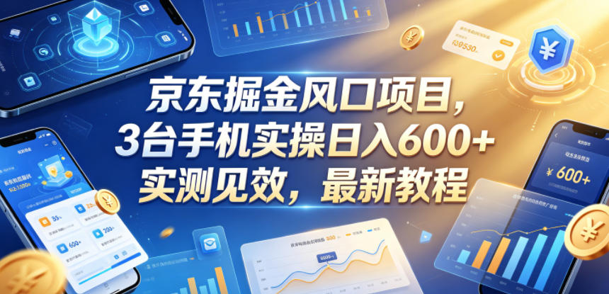 京东掘金风口项目，3台手机实操日入600+，实测见效，最新教程【揭秘】-沐风资源库