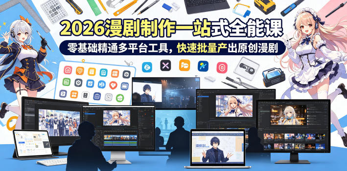 2026 AI漫剧制作一站式全能课，零基础精通多平台工具，快速批量产出原创漫剧-沐风资源库