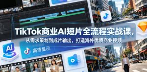 TikTok商业AI短片全流程实战课，从需求策划到成片输出，打造海外优质商业视频-沐风资源库