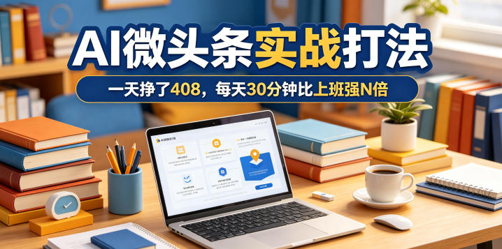 一天挣了408，AI微头条实战打法，每天30分钟比上班强N倍-沐风资源库