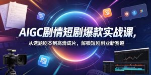 AIGC剧情短剧爆款实战课,从选题剧本到高清成片,解锁短剧副业新赛道-沐风资源库