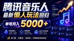 2026腾讯音乐人懒人项目,全自动无脑挂G,单号月入5000+,可批量放大矩阵,适合工作室落地【揭秘】-沐风资源库